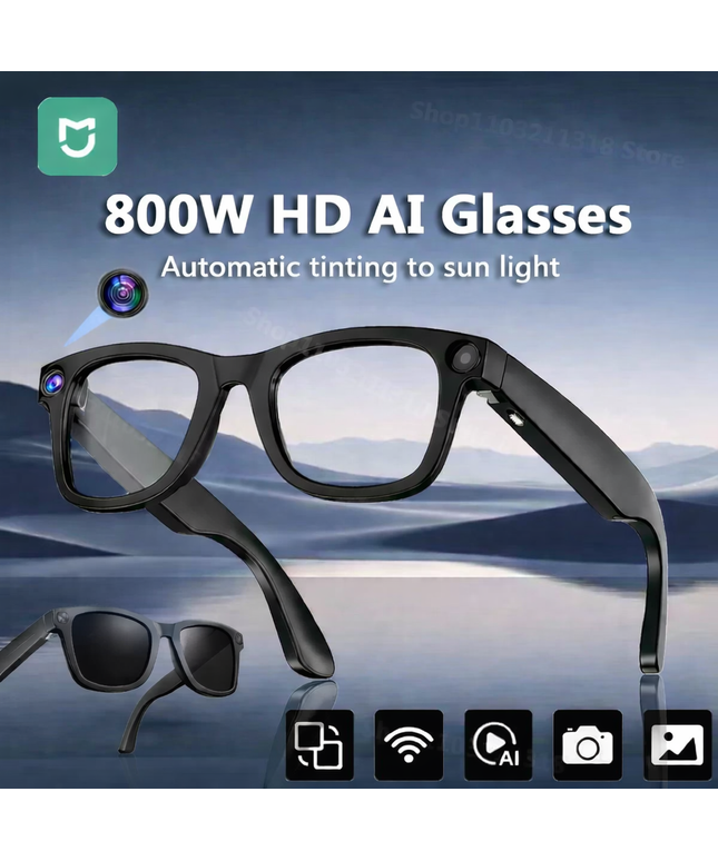 800W Pixel Intelligent Glasses G300 AI HD Shooting, Video Recording,Voice Call, pictures, Translation Auto Tinting Smart Glasses