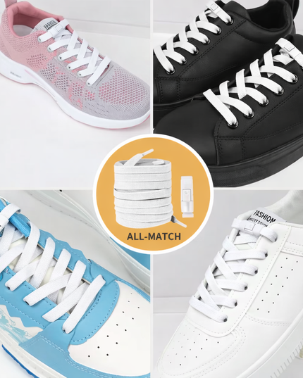 Elastic Shoe lace tying clips, no more tying, for Kids & Adult 8MM Widened Flat Shoelace 