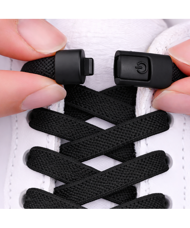 Elastic Shoe lace tying clips, no more tying, for Kids & Adult 8MM Widened Flat Shoelace 