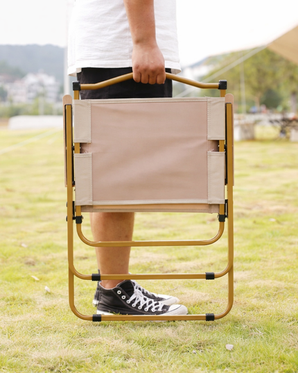 Lightweight and high quality Khaki Camping Outdoor Chairs, Aluminum Alloy and Wood Grain-4pcs set