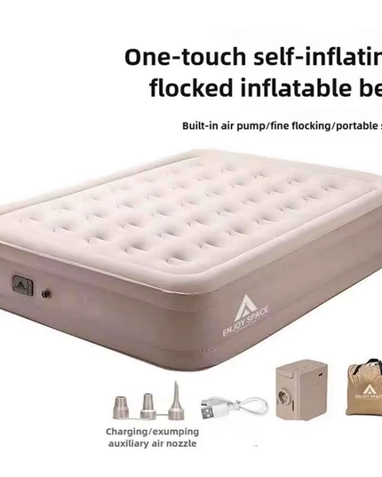 Single & Double PVC Self Inflatable and deflatable Sleeping thickened Air Mattress with Built-In Pump