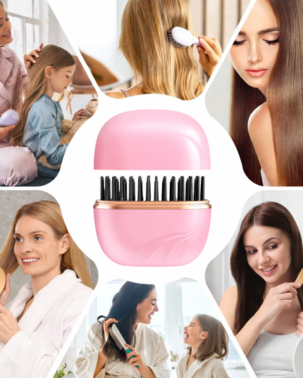 Mini Wireless Portable Rechargeable Hair Straightener Brush Anti-Scald Shell, USB Charging 