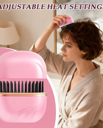 Mini Wireless Portable Rechargeable Hair Straightener Brush Anti-Scald Shell, USB Charging 