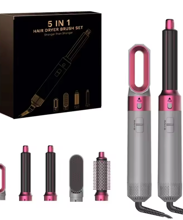 5 in 1 High Quality Professional Hair Dryer Set With 3 Modes And Hot Comb, Curling Iron, Hair Straightener For All Types Of Styling 