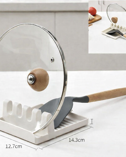 Kitchen Spoon, fork, spatula and pan lid holder, non-slip pad for cooking 