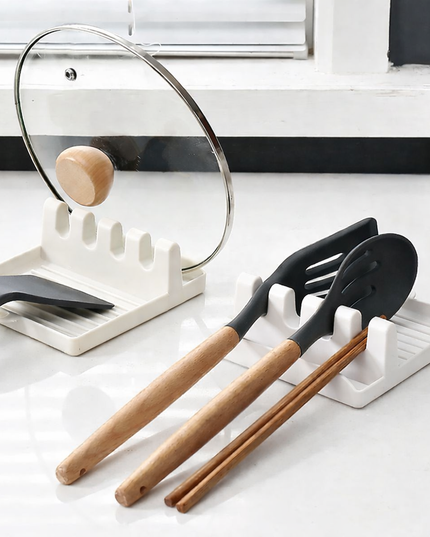 Kitchen Spoon, fork, spatula and pan lid holder, non-slip pad for cooking 