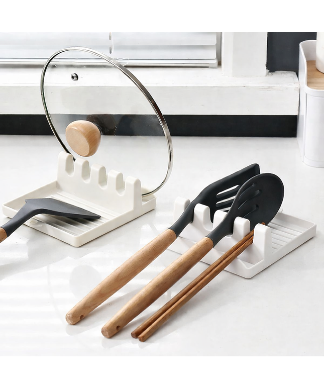 Kitchen Spoon, fork, spatula and pan lid holder, non-slip pad for cooking 