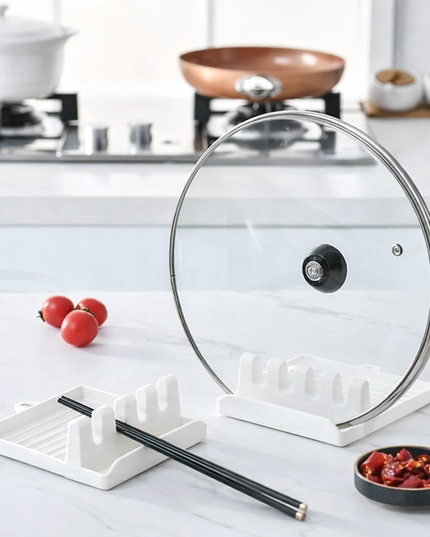 Kitchen Spoon, fork, spatula and pan lid holder, non-slip pad for cooking 