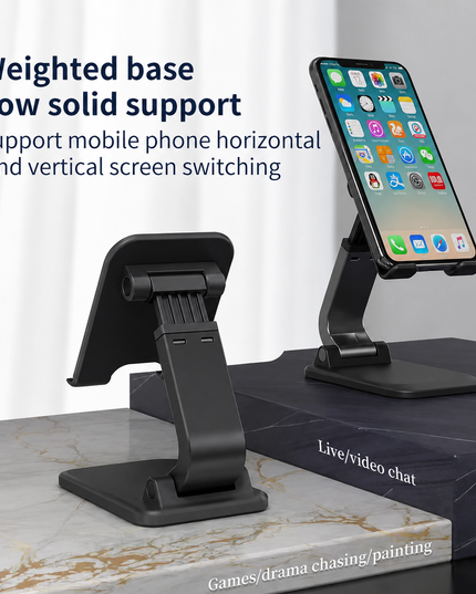Foldable Phone & Tablet Stand – Adjustable Desktop Holder for Mobile Devices