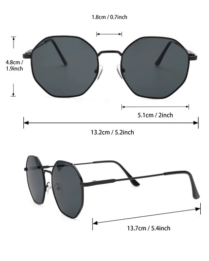 2Pcs Men's sunglasses set , black and gold Metal Geometric & Round Frame Classical Sunglasses 