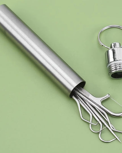 Stainless Toothpick set - small portable reusable Steel Tooth care toothpick Set  , Flossing,Tartar Removal 