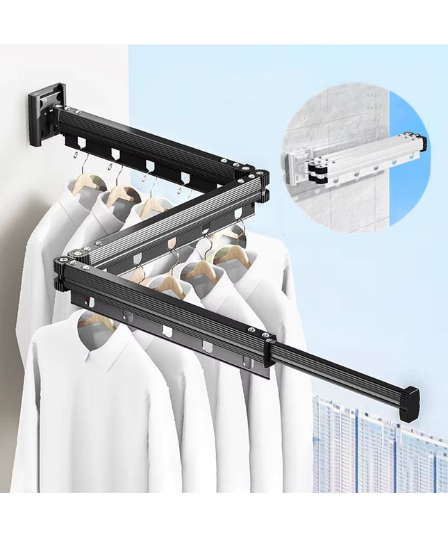 126cm Folding and Extendable sturdy 2 in 1 Clothes Hanger and shower curtains mount wall mount