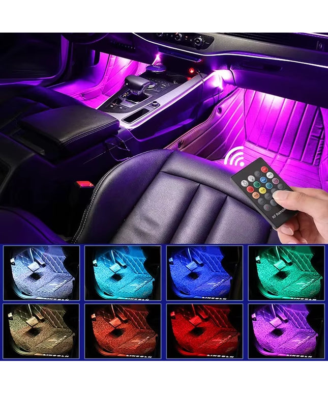Universal Car USB color control RGB Ambient LED Strip light for Interior with remote