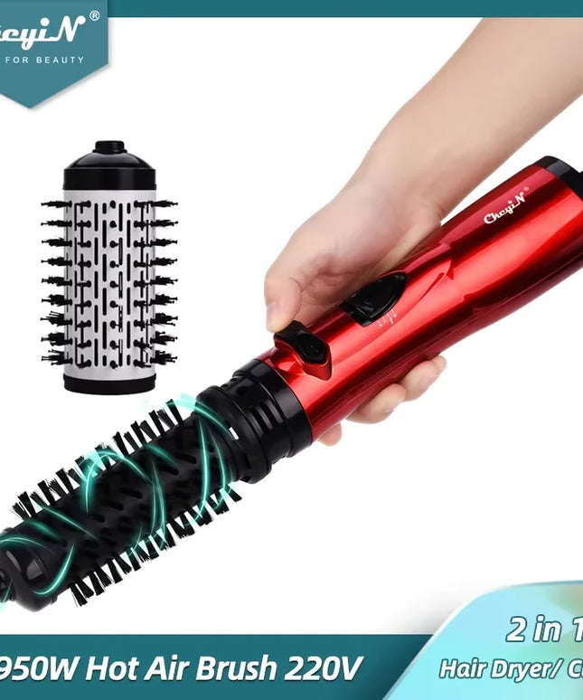 2 in 1 Auto-Rotating Hair Dryer Brush, Curling, Straightening Styling round Dryer Volumizer