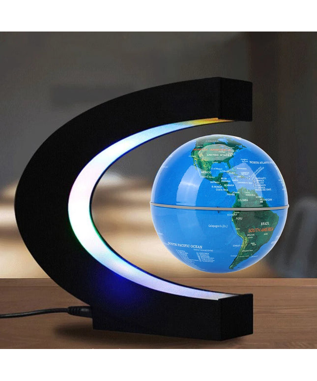 LED Electronic Floating World Map Magnetic Levitation Globe Lamp Light Home Decoration- EU plug