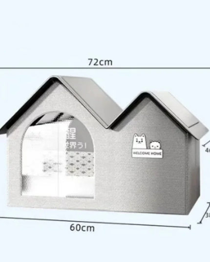Thermal Insulated Pet house for keeping warm or cool (+with ice packs), All seasonal dog & cat house or for stray shelter L60x42x38
