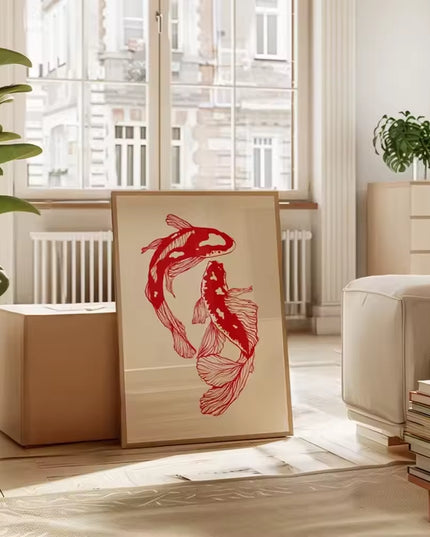 Red Koi's canvas print wall decoration art poster- no frame
