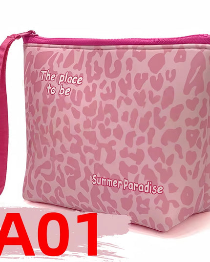 women's Leopard Pattern Makeup Bag Zip-Up Clutch ,Toiletry Bag 