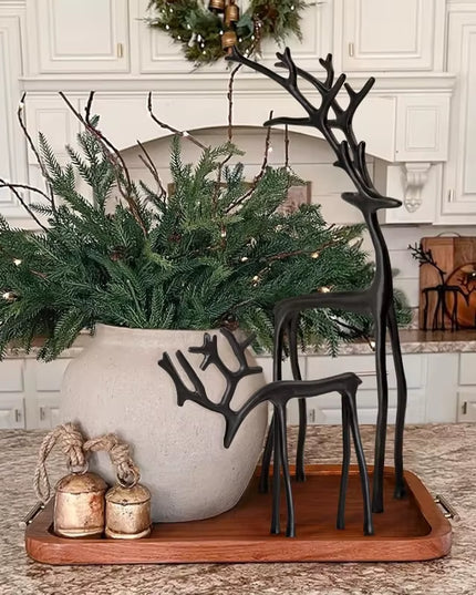 Aesthetic and Modern Reindeer Resist Black Finish Statue art decoration (best to buy and match both)