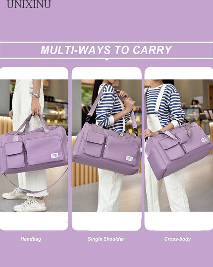 Women's 35L capacity Large waterproof Carry on Travel Bag , Duffle Bags , gym bag with Shoe Compartment 