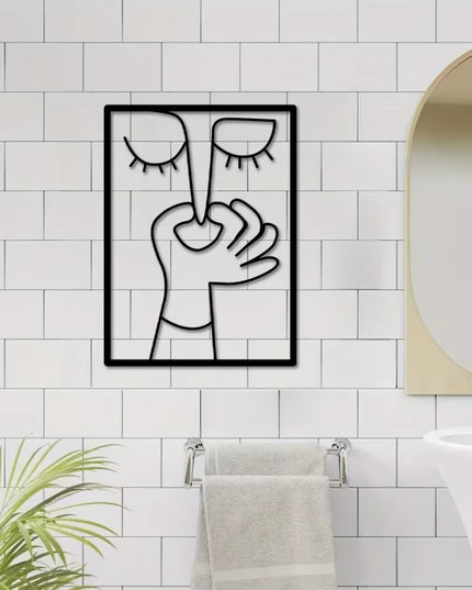 1Pc Humorous Bathroom Sign with Minimal Line Art Design - Restroom Decor