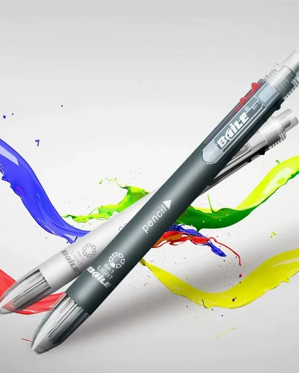 6 in 1 Multicolor Ballpoint Pens 5 Colors Ball Pen 1 Automatic Pencil with Eraser