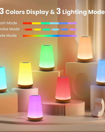 USB Rechargeable RGB Night Lamp with 13 Color option , 5 lighting dimmable option & 3 modes + touch and Remote Control 