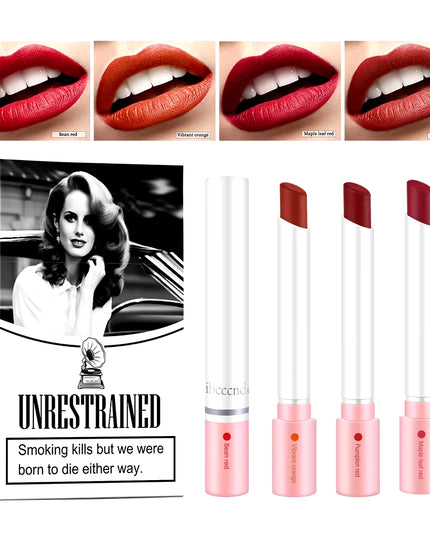 4Colors/Set Cigarette Lip Gloss Set Velvet Matte Waterproof Long-Lasting & Non-Stick 
