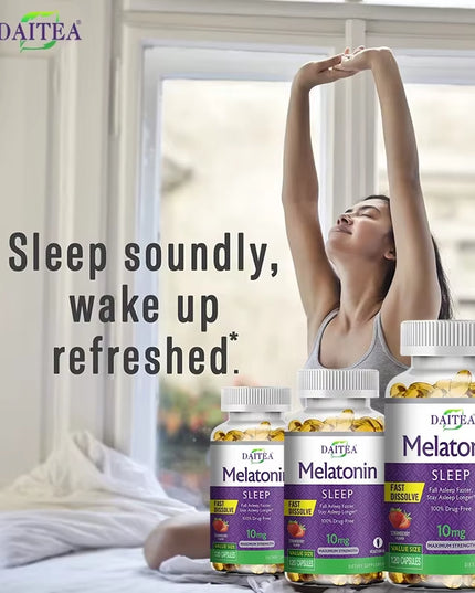 1 bootle / 60 strawberry flavored Melatonin 10Mg capsules for healthy and quick Sleep Dietary Supplement