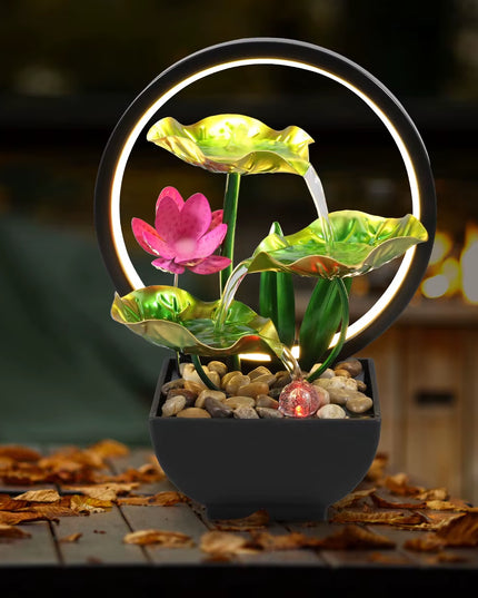 Fortune Fountain - Tabletop Water USB Powered Relaxation indoor waterfall fountain with lights