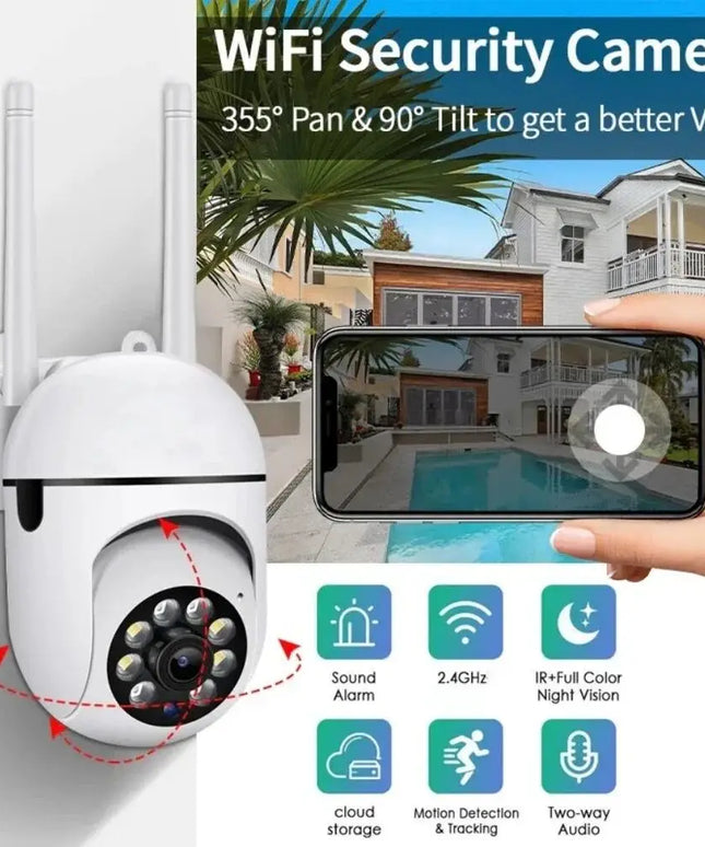 4K PTZ Outdoor WiFi Security Camera, Waterproof, IP with 4× Zoom, AI Human Detection, Night Vision, Two-Way Audio & Remote App Control
