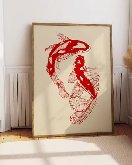 Red Koi's canvas print wall decoration art poster- no frame