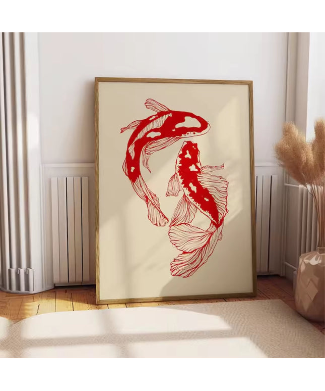 Red Koi's canvas print wall decoration art poster- no frame