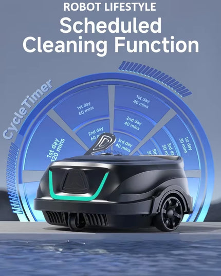 Smart wireless Swimming Pools Vacuum Cleaner, Robot Auto-Parking Dual-Layer Filtration with 120Mins Running Time