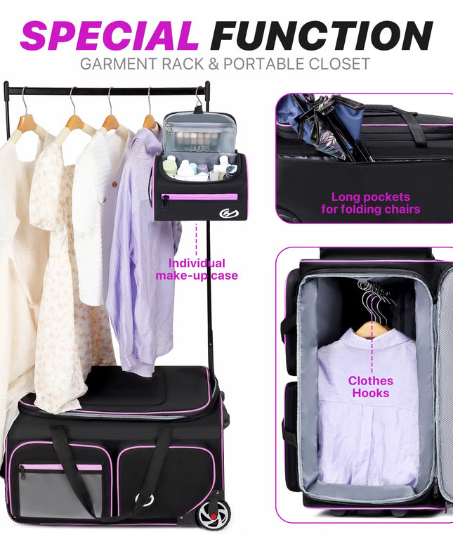 Large-Capacity Multi-use Closet Style Carry-On Luggage Bag with clothes hanger stand 