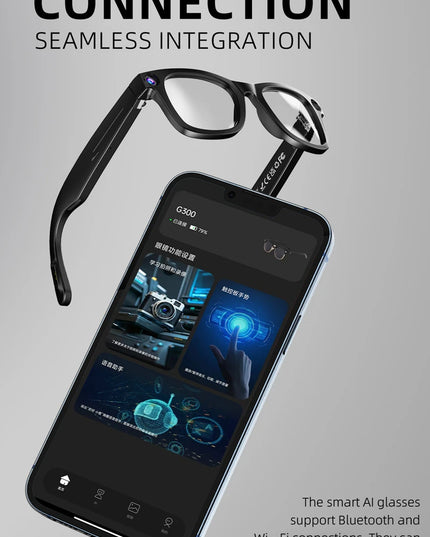 800W Pixel Intelligent Glasses G300 AI HD Shooting, Video Recording,Voice Call, pictures, Translation Auto Tinting Smart Glasses