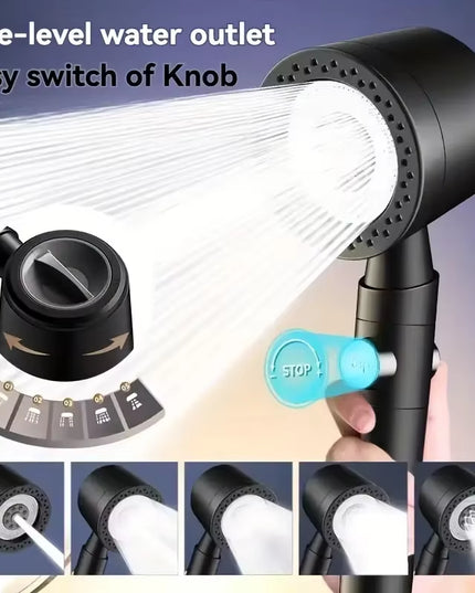 High Pressure Water Saving Filter Shower Head with 5 pressure Modes- set with 5 filter or 1.5M extension