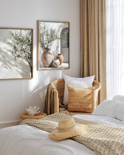 2Pcs Set Olive Tree Shadow Vase Canvas Print decoration Posters