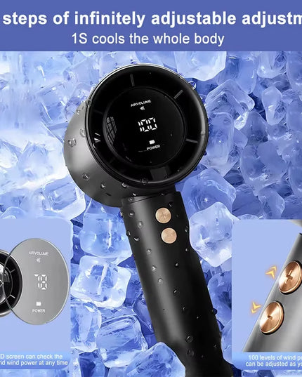 Turbo strong Handheld Portable fan 100-Speed Adjustment High-Speed Fans Mini Hand Fan for Travel, Outdoor ,Camping