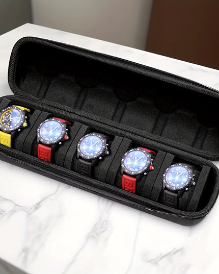 1Pc 5-Slot Watch Case | Hard Shell Travel Organizer with Pillow Insert 