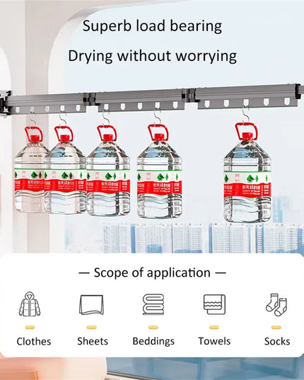 126cm Folding and Extendable sturdy 2 in 1 Clothes Hanger and shower curtains mount wall mount