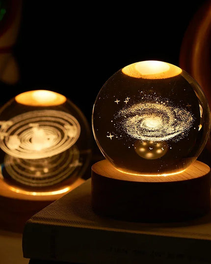Aesthetic Moon and solar system Crystal Sphere  Clear Glass Galaxy Globe Night Light art