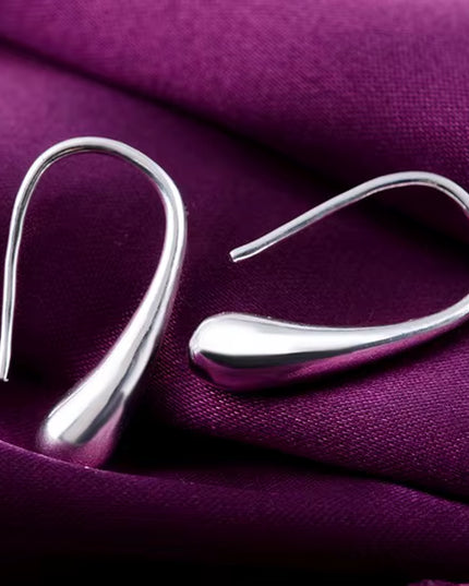 Women's 925 Sterling Silver Water Drop Pendants Hoop Earrings set