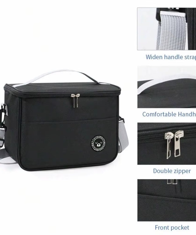 Large waterproof and temperature Insulated food Lunch Bag, for school, office, picnic or camping