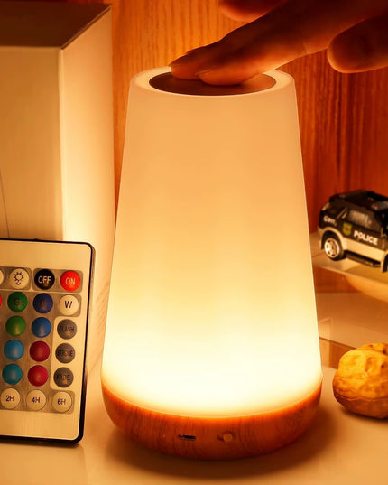 USB Rechargeable RGB Night Lamp with 13 Color option , 5 lighting dimmable option & 3 modes + touch and Remote Control 