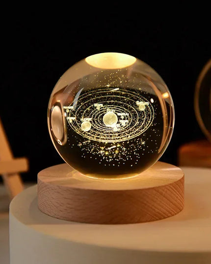 Aesthetic Moon and solar system Crystal Sphere  Clear Glass Galaxy Globe Night Light art