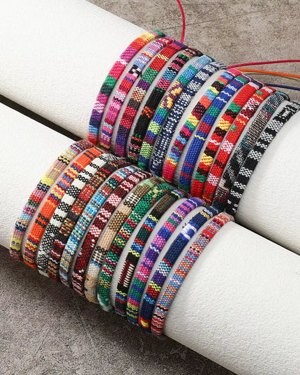 24Pcs Bohemian Style handmade unisex Bracelets Set, Colorful Cloth art Bracelet