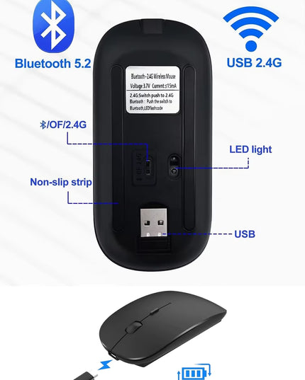 Silent Bluetooth wireless mouse for Computer / Laptop / smart tablets