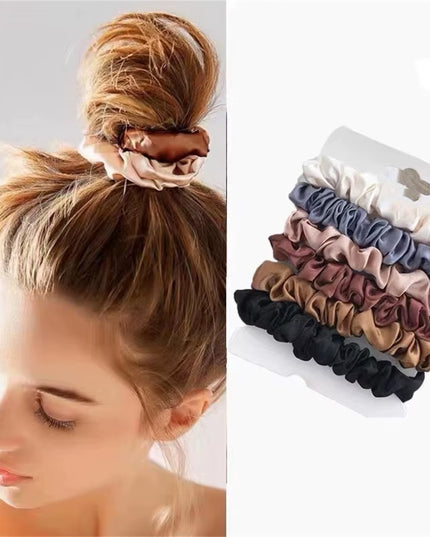 6Pcs Multi color Satin Softer than Silk Hair Scrunchies for Women 