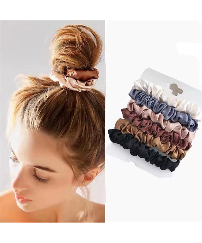 6Pcs Multi color Satin Softer than Silk Hair Scrunchies for Women 